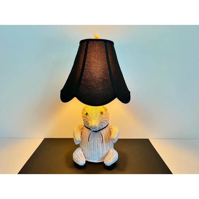 Children's 1970s Wicker Teddy Bear Lamp & Shade For Sale - Image 3 of 18