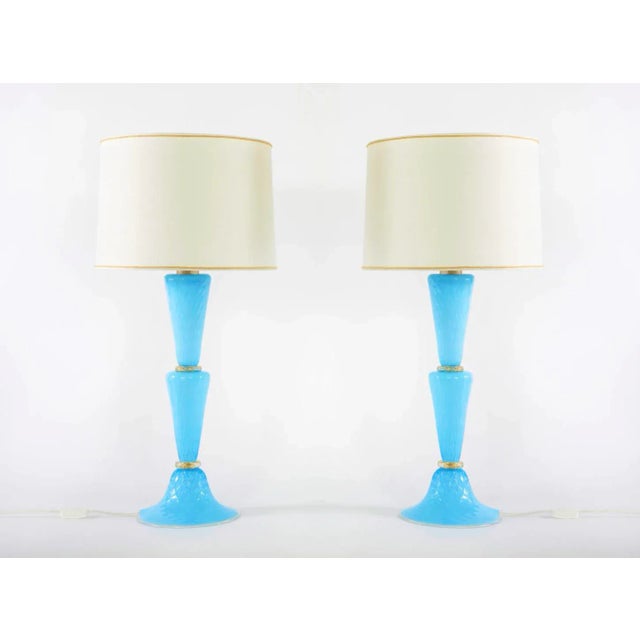 Venetian Glass with Gold Flecks Table Lamps - a Pair For Sale - Image 13 of 13