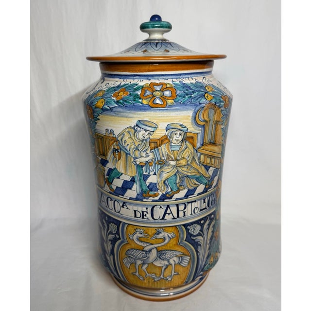 Deruta Italian Art Pottery Francesca Niccacci Hand Painted Large 17” Apothecary Pharmacy Jar For Sale - Image 12 of 12