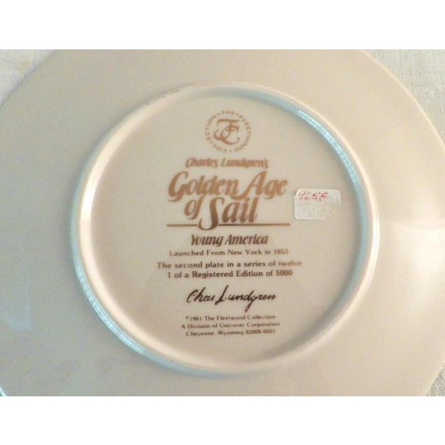 Golden Age of Sail Clipper Ship Plates Set of 6, Charles Lundgren, 1980s Porcelain For Sale - Image 10 of 11