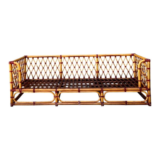 Vintage Trellis Rattan Sofa For Sale - Image 12 of 17