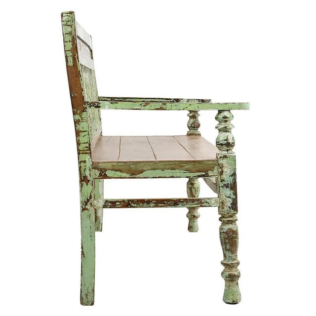 Vintage Brown Teak Bench For Sale - Image 6 of 7