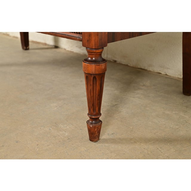 Antique French Regency Louis XVI Burled Walnut Highboy Dresser by Simmons Furniture, Circa 1930s For Sale - Image 10 of 14