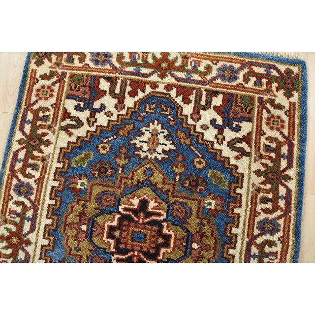 2020s Heriz Runner 2’8” X 7’11” Blue Wool Tribal Hand-Knotted Oriental Rug For Sale - Image 5 of 12