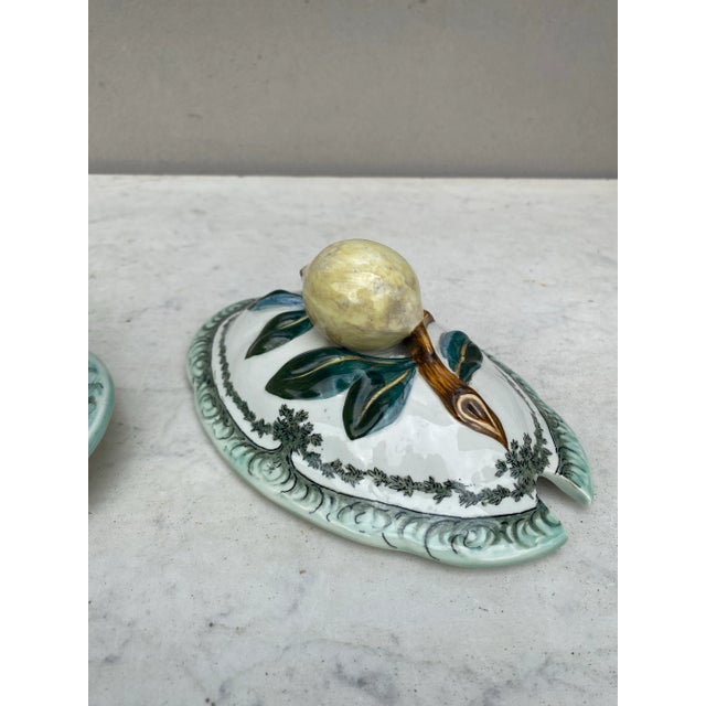 Green French Faience Sunflower Tureen Creil Et Montereau, Circa 1890 For Sale - Image 8 of 10