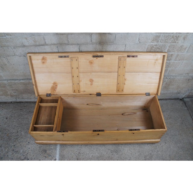 Primitive Antique English 19th C. Pine 3 Lock Storage Trunk Chest ...