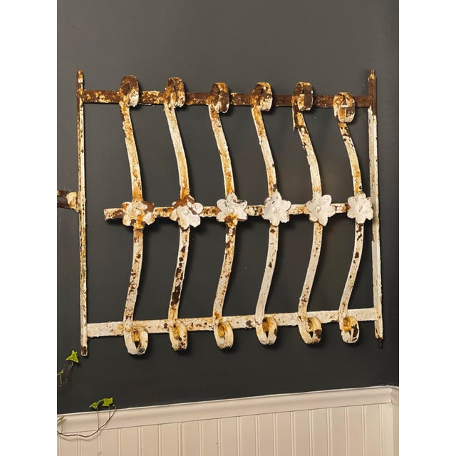 19th Century Wrought Iron Window Guard Grills or Garden Gates, Set of 2 For Sale - Image 11 of 12