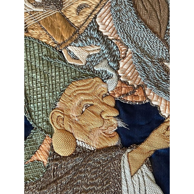 Framed Antique Japanese Silk Embroidery Fukusa Textile Panel For Sale In Atlanta - Image 6 of 18