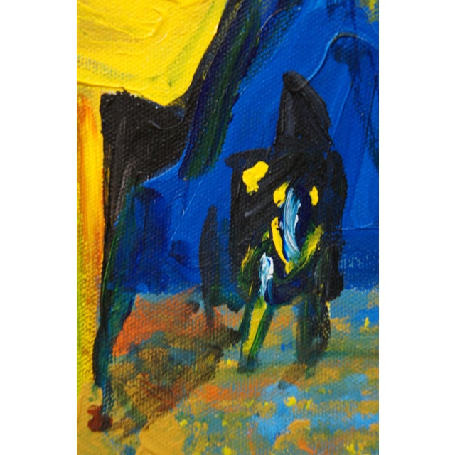 Textile Mid 20th Century Cafe Terrace at Night Impressionist Oil Painting After Vincent Van Gogh 40", Framed For Sale - Image 7 of 10