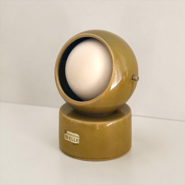 Vintage Space Age Table Lamp in Olive Green Ceramic, Italy, 1970s For Sale - Image 3 of 12