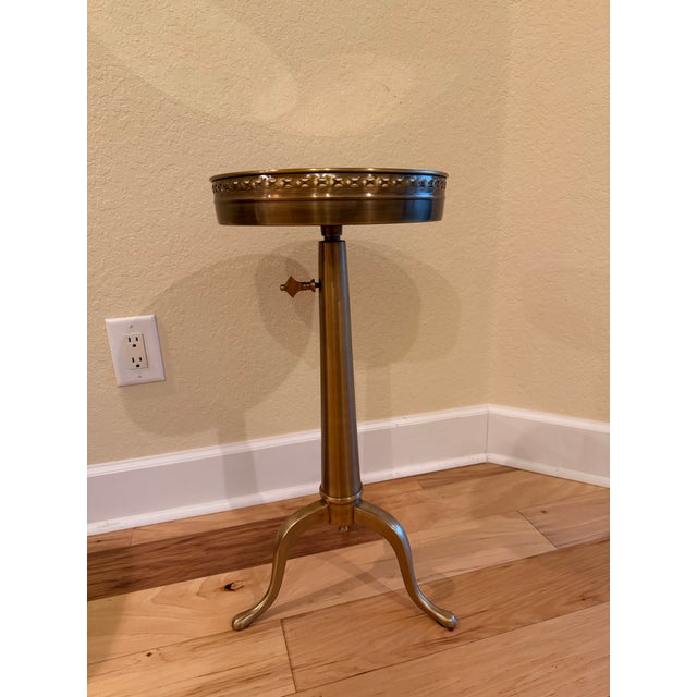 Glass Modern Style Telescopic Brass End Table For Sale - Image 7 of 10