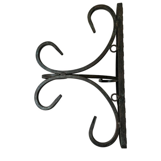 Pair of Antique French Hand-Forged Wrought Iron Wall Shelves Brackets With Scalloped Lattice For Sale In Jacksonville, FL - Image 6 of 10