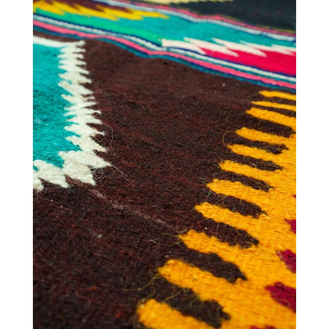 Black Vintage Romanian Handwoven Wool Flatweave Runner Rug with Geometric Bands and Hooked Medallions, 1960s For Sale - Image 8 of 14