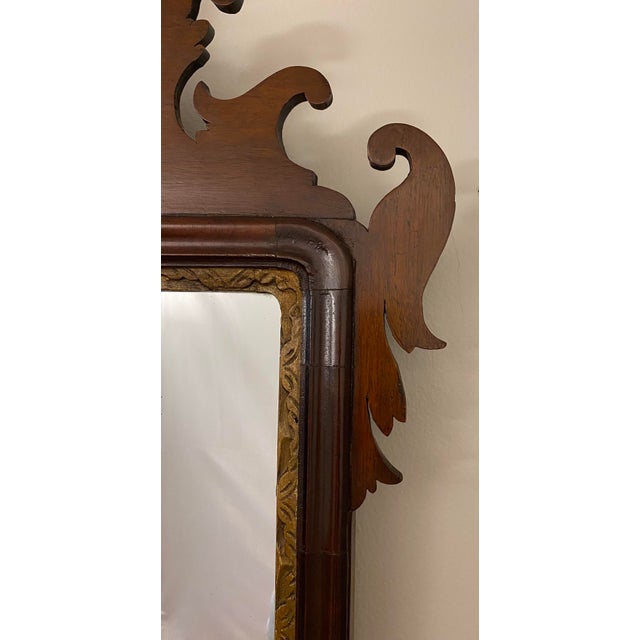 Brown 18th Century Early American Chippendale Style Wall Mirror With Eagle Pediment For Sale - Image 8 of 10