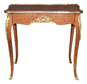 Francois Linke Style Marquetry Bronze Mounted Louis XV End Occassional Table