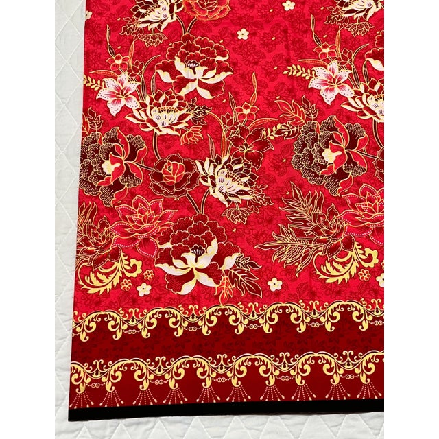 Textile Southeast Asian Cotton Classic Floral and Abstract Design Textile/Fabric Remnant For Sale - Image 7 of 9
