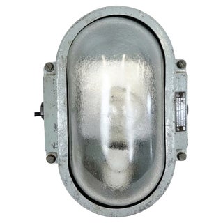 Industrial Cast Aluminium Wall Light with Frosted Glass from Elektrosvit, 1970s For Sale