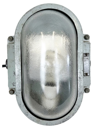 Industrial Cast Aluminium Wall Light with Frosted Glass from Elektrosvit, 1970s