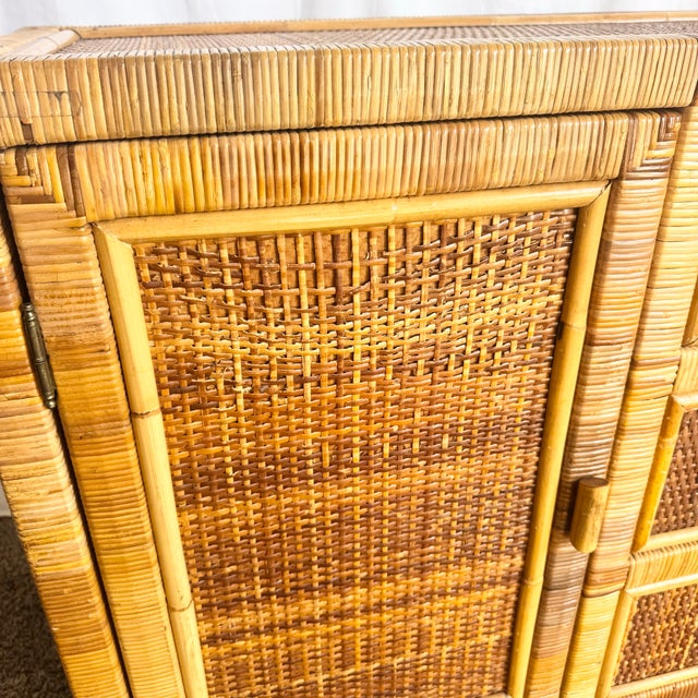 Vintage Boho Chic Wicker Wrapped Credenza For Sale - Image 10 of 11