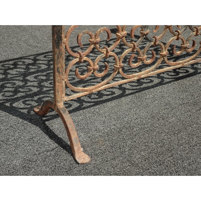 VTG French Country Black Rustic Wrought Iron Fireplace Screen W Candle Holders For Sale - Image 12 of 12
