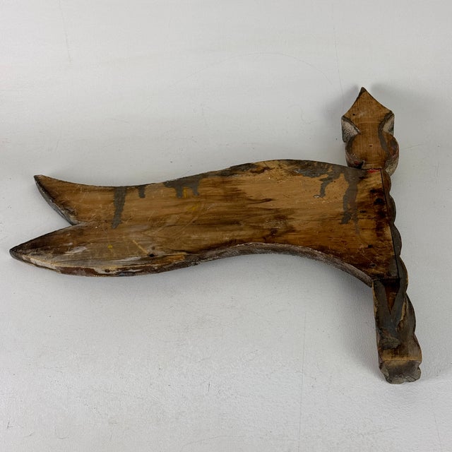 Late 19th Century Rare & Unusual Pair of French Hand Painted and Carved Wood Trade Sign in Form of Pole & Flag For Sale - Image 9 of 16