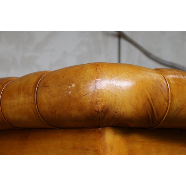 Vintage Pair of Brown Honey Leather Chesterfield Club Chairs — England, Circa 1950 For Sale - Image 11 of 18