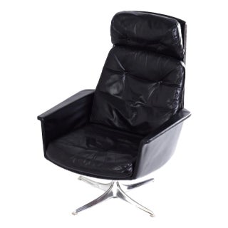 Sedia Swivel Chair in Black Leather attributed to Horst Brüning for Cor, 1960s For Sale