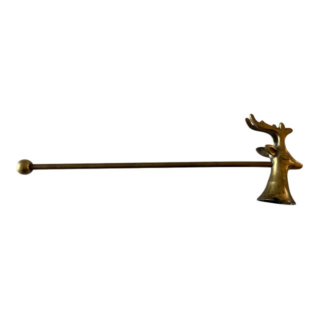 Vintage Brass Deer Head Candle Snuffer For Sale
