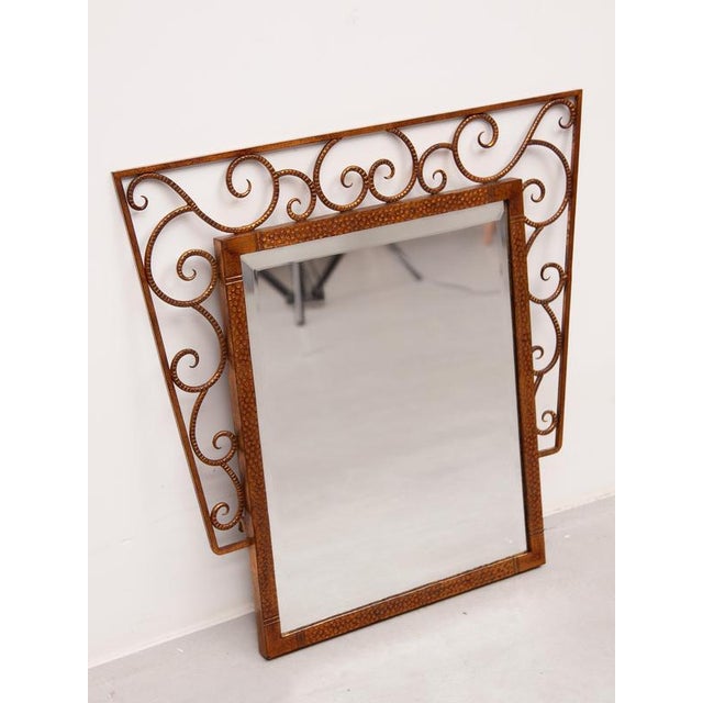 Art Deco Wrought Iron Wall Mirror, Belgium, 1930 For Sale - Image 3 of 9