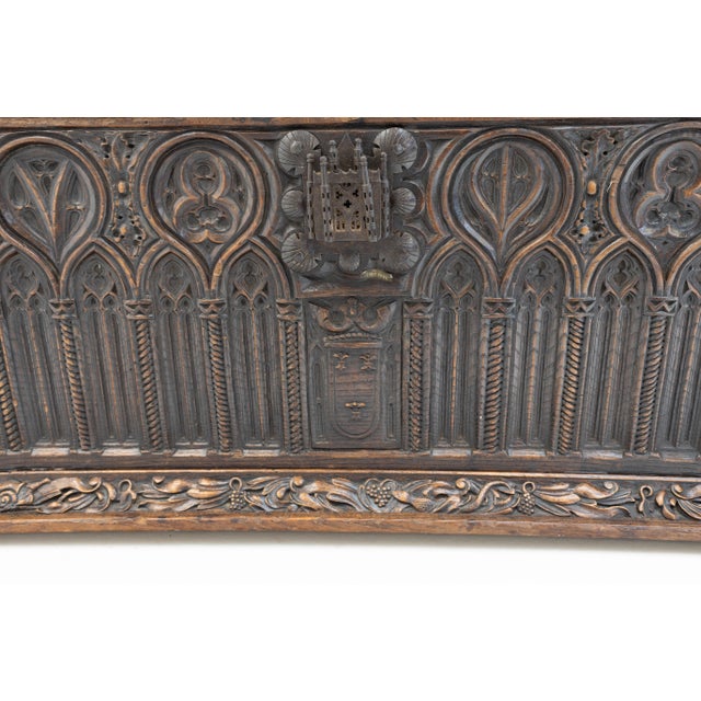 Wood Antique Carved Trunk, 1800s For Sale - Image 7 of 10