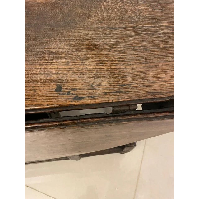 Brown 18th Century Antique Oak Drop Leaf Dining Table, 1780s For Sale - Image 8 of 11