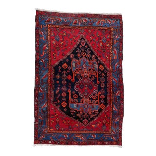 1950s Handmade Vintage Persian Hamadan Rug For Sale