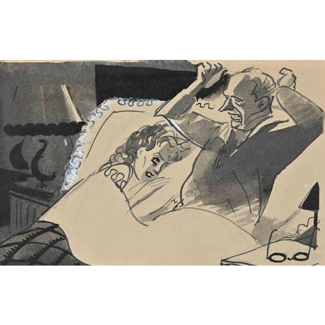 Réveil du Cineaste is an Original China Ink and Watercolor Drawing realized by Bernard Becan in the Mid-20 Century. The...