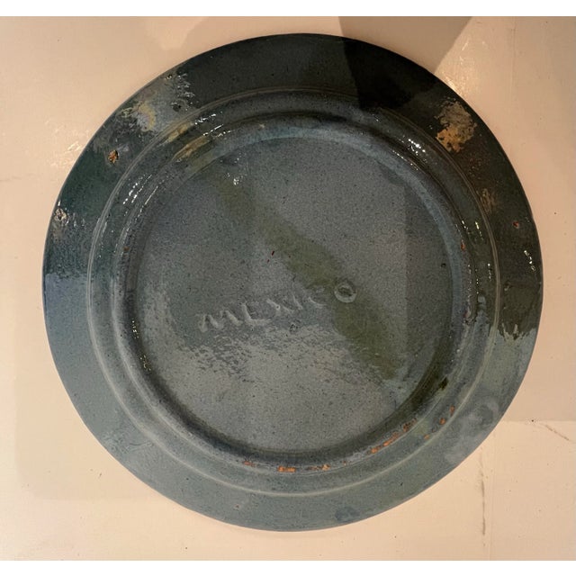 Ceramic Antique Spanish Mission Blue Tlaquepaque 8.5" Plate For Sale - Image 7 of 9