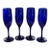 Vintage Cobalt Blue Champagne Flutes - Set of 4 For Sale