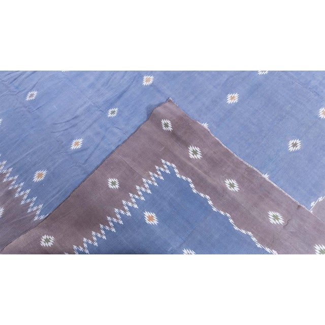 Lavender Doris Leslie Blau Mid-Century Indian Dhurrie Lavender Flatweave Cotton Rug For Sale - Image 8 of 8
