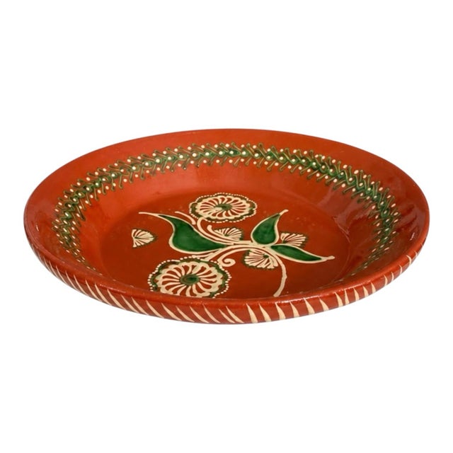 Mediterranean Vintage Portuguese Hand-Painted Terracotta Lebrillo Bowl For Sale - Image 3 of 11