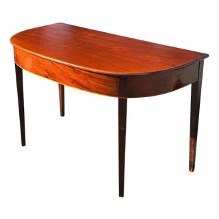 Antique Federal Mahogany DemiLune or Half Round Console Table With Band Inlay For Sale