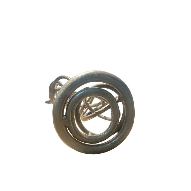 Dark Gray Vintage Steel Geometric Art Sculpture Metal Art Form Welded Rings For Sale - Image 8 of 9