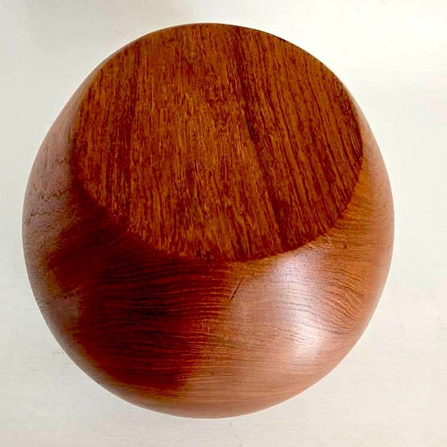 Mid 20th Century Organic Modern Extra Large Hand Turned Teak Wood Bowl For Sale - Image 13 of 15