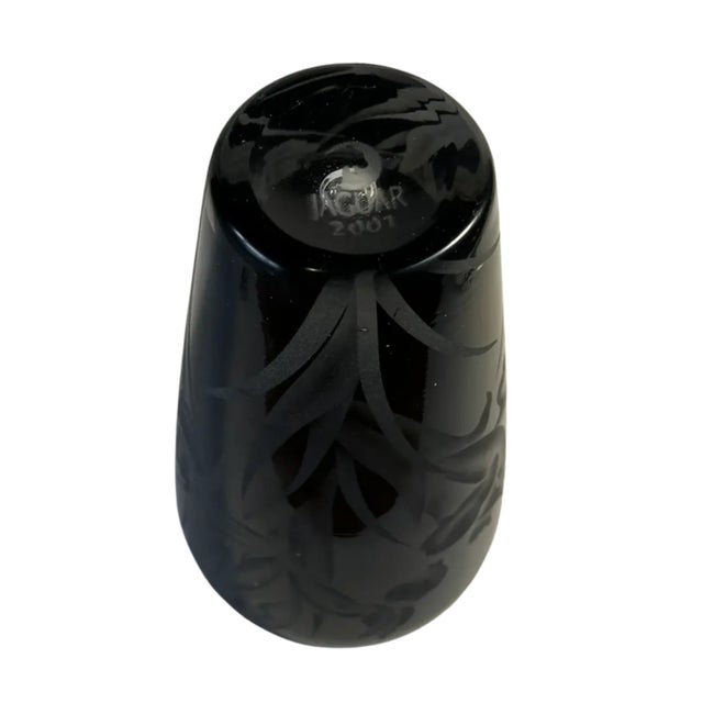 Carl Erickson Biomorphic Art Glass Bowl and Floral Black Sommerso Art Glass Vase Set of 2 For Sale - Image 12 of 14