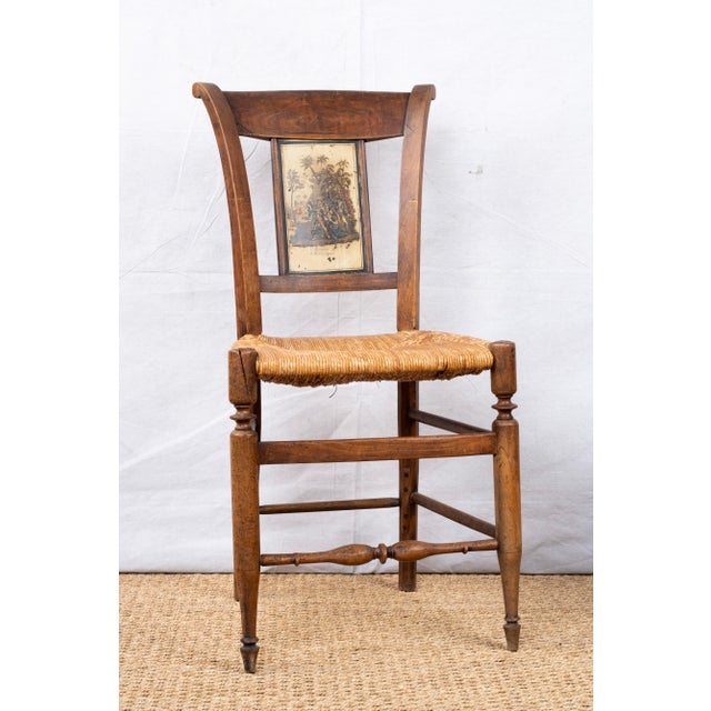 French Provincial Pair of Antique Rush Seat Chairs For Sale - Image 3 of 12