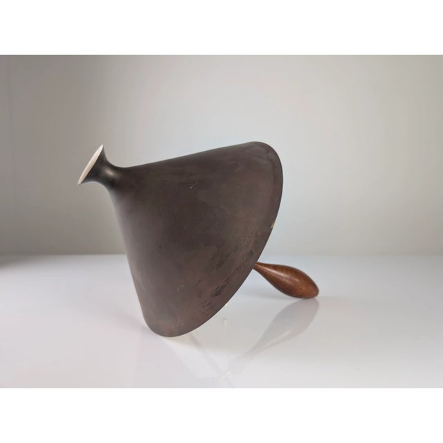 Brass and Wood Wall Sconce with Black Shade, 1950s For Sale - Image 9 of 11