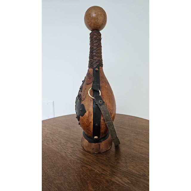 Brown Mid-Century Italian Leather and Glass Decanter For Sale - Image 8 of 11