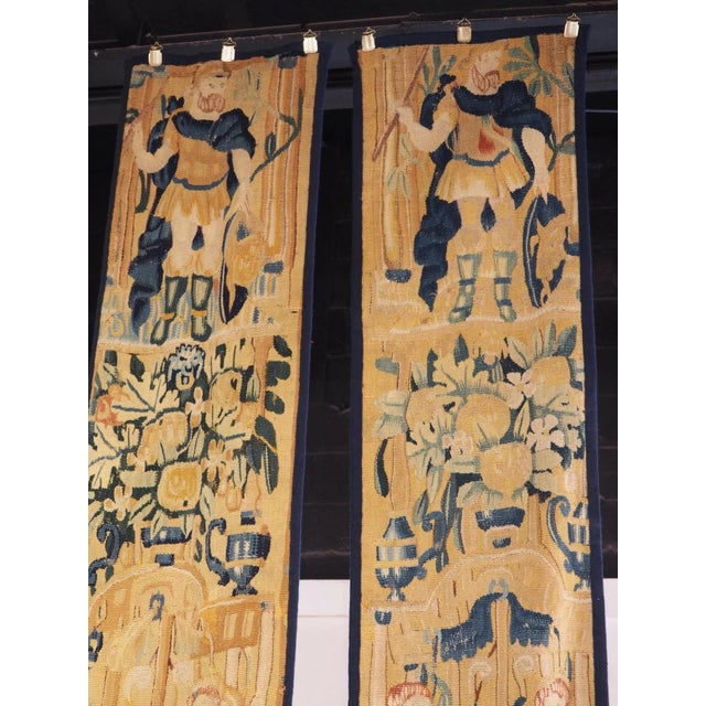 Figurative Pair of 132 Inch Antique Tapestry Borders From Flanders, Circa 1580 For Sale - Image 3 of 13