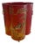 Vintage Red Chinoiserie Wastebin For Sale