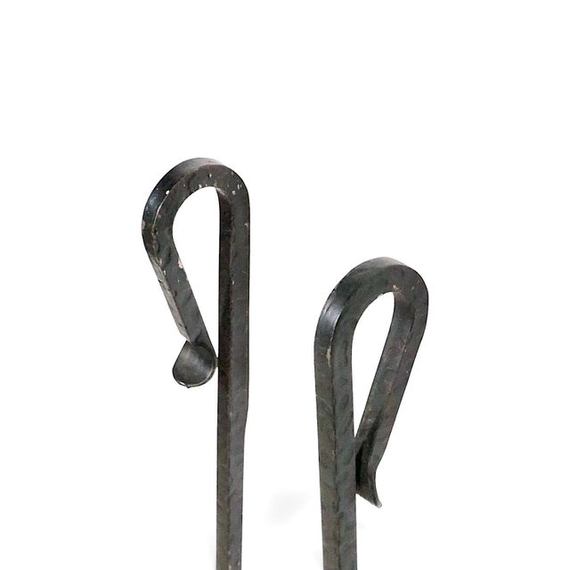 Vintage Five Piece Wrought Iron Fireplace Tool Set For Sale - Image 9 of 10