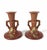 American Pair of Vintage Roseville Apple Blossom 352-4½ Art Pottery Candlesticks For Sale - Image 3 of 7