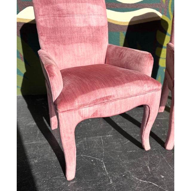 Hollywood Regency Pink Velvet Accent Chair Pair For Sale In Tampa - Image 6 of 11