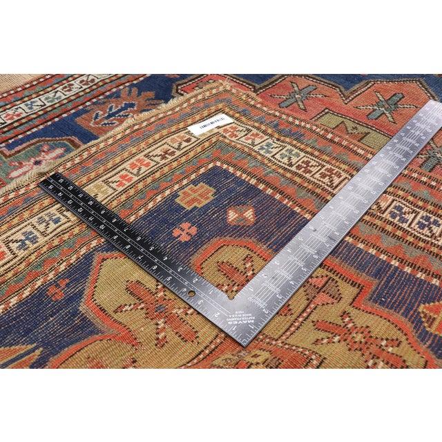 Late 19th Century Antique Caucasian Kazak Rug, 04'01 X 09'10 For Sale - Image 5 of 9